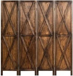 4 Panel Wood Farmhouse Room Dividers, 5.6 Ft Tall Freestanding Decorative Partition Wall Room Divider Screen, Folding Privacy Screen For Home Bedroom -Safavieh Furniture 51OQx8OXKxL. AC
