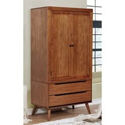 Of America Belkor Mid-Century Modern Wood Armoire In Brown