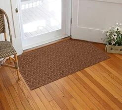 Bungalow Flooring Waterhog Door Mat, 3' X 5' Made In USA, Durable And Decorative Floor Covering, Skid Resistant, Indoor/Outdoor, Water-Trapping, Dogwood Leaf Collection, Dark Brown -Safavieh Furniture 51OiaqmkZlL