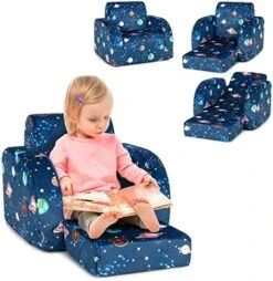 Costzon Kids Sofa, 3 In 1 Convertible Flip Open Couch W/Foam-padded Seat, Velvet Fabric, Toddler Armrest Chair Bed For Nap Play Sleep, Fold Out Lounger, Ideal Gift For 0-3 Years Old Children, Flamingo -Safavieh Furniture 51Ol4JPro3L. AC