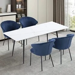 WILLIAMSPACE 70" Dining Table With Sintered Stone Top And Metal Legs, Modern Slate Dining Table For Living Room, Dining Room, Home And Office (White) -Safavieh Furniture 51OlbEiLfcL