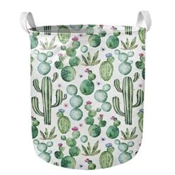 UZZUHI Kawaii Cartoon Cactus Laundry Hamper Heavy Duty Big Kids Hamper Foldable With Handles Partable Modern Storage Basket Sturdy For Baby Nursery Dorms