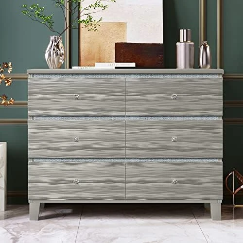 Champagne Silver 3 Pieces Bedroom Furniture Set Size, Dresser, Night Stand, Easy Assemble, Queen Bed+2 NightstandS 8 Champagne Silver 3 Pieces Bedroom Furniture Set Size, Dresser, Night Stand, Easy Assemble, Queen Bed+2 NightstandS - Image 8