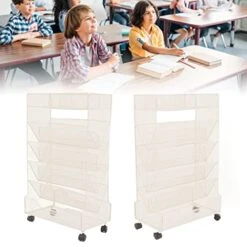 Pssopp Kids Sling Bookshelf, 6 Tier Large Capacity Rust Prevention Bookshelf With Wheels For Students -Safavieh Furniture 51OyP4FQ70L