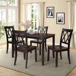 Merax 7-Piece Farmhouse Rustic Wooden Dining Set, Rectangular Table With 6 Padded Chairs, Gray 21 Merax 7-Piece Farmhouse Rustic Wooden Dining Set, Rectangular Table With 6 Padded Chairs, Gray -Safavieh Furniture 51OzEYvuwCL. AC