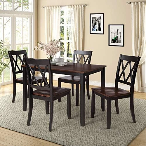 Merax 7-Piece Farmhouse Rustic Wooden Dining Set, Rectangular Table With 6 Padded Chairs, Gray 7 Merax 7-Piece Farmhouse Rustic Wooden Dining Set, Rectangular Table With 6 Padded Chairs, Gray - Image 7