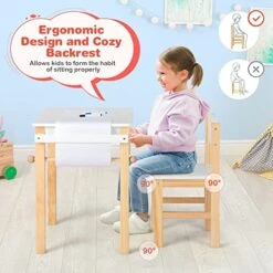 Costzon Kids Table And Chair Set, Toddler Study Desk W/Paper Roll, Drawer, 2 Marker Pens, Wooden Activity Table Set For Playroom & Nursery, Gift For Boys & Girls, Toddler Table & Chair (White) 9 Costzon Kids Table And Chair Set, Toddler Study Desk W/Paper Roll, Drawer, 2 Marker Pens, Wooden Activity Table Set For Playroom & Nursery, Gift For Boys & Girls, Toddler Table & Chair (White) -Safavieh Furniture 51P0iHqivIL