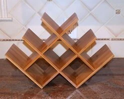 DisplayGifts W Shape 8 Bottle Tabletop Bamboo Wine Rack, WN-WR004