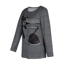 Womens Summer TopsWomens Long Sleeve Blouse 3D Cat Graphic Pullover Stripe Crewneck Tops Ladies Casual Tshirt -Safavieh Furniture 51PEXKrALaL
