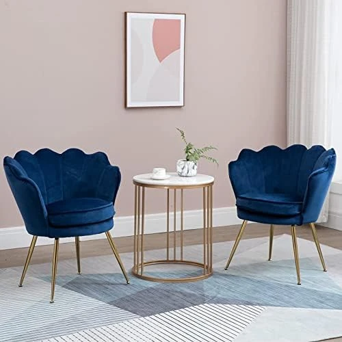 ZJhome Modern Accent Velvet Chairs Set Of 2 Comfy Upholstered Vanity Chairs For Bedroom Shell-Shaped Armchair Dining Chairs With Golden Metal Legs Desk Chair Makeup Chairs For Living Room(Beige) 13 ZJhome Modern Accent Velvet Chairs Set Of 2 Comfy Upholstered Vanity Chairs For Bedroom Shell-Shaped Armchair Dining Chairs With Golden Metal Legs Desk Chair Makeup Chairs For Living Room(Beige) - Image 13