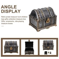 Zerodeko Makeup Organizer Makeup Organizer Sundries Storage Box Decorative Treasure Chest Multi-function Pirate Box Vintage Pirate Chest Makeup Organizer Girl Toys Girl Toys