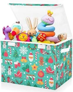 FULUHUAPIN Bell Santa Claus Toy Storage Box Chest With Lid, 16.5"x12.6"x11.8" Sturdy Toys Organizer Boxes Bin Baskets For Boy, Girl, Nursery, Closet, Bedroom, Playroom 21010114 -Safavieh Furniture 51PSTUPcGL. AC
