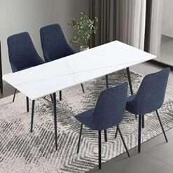 WILLIAMSPACE 70" Dining Table With Sintered Stone Top And Metal Legs, Modern Slate Dining Table For Living Room, Dining Room, Home And Office (White) -Safavieh Furniture 51PYXBpV16L. AC
