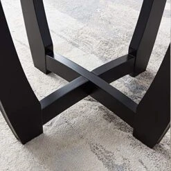 BAXMUY Dining Room Table, 48” Clear Tempered Glass Round Dining Table, With Solid Wood Base Dining Table, 31" High Modern Round Kitchen Table -Safavieh Furniture 51PZ5JvuJPL