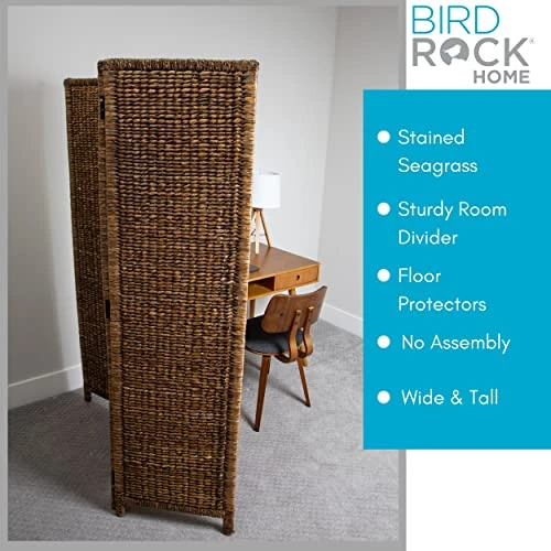 3 Panel Seagrass Room Divider - Brown Wash - Folding Sections - Partition Screen - Hand Woven Abaca - Home Decor 2 3 Panel Seagrass Room Divider - Brown Wash - Folding Sections - Partition Screen - Hand Woven Abaca - Home Decor - Image 2