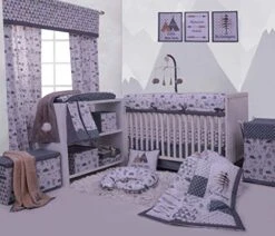 Bacati Woodlands Grey/Beige Neutral Cotton Hamper, Beige/Grey 7 Bacati Woodlands Grey/Beige Neutral Cotton Hamper, Beige/Grey -Safavieh Furniture 51PeKjwqinL