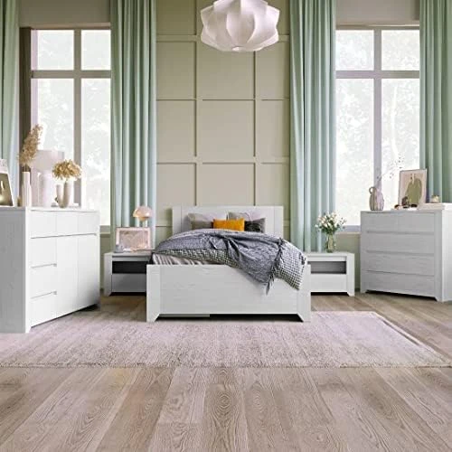 JINS&VICO 3-Piece Bedroom Set, Twin Size Platform Bed Frame With Storage Drawer, Nightstand And Chest, Modern Wooden Bedroom Sets For Boys Girls Teens Adults 6 JINS&VICO 3-Piece Bedroom Set, Twin Size Platform Bed Frame With Storage Drawer, Nightstand And Chest, Modern Wooden Bedroom Sets For Boys Girls Teens Adults - Image 6