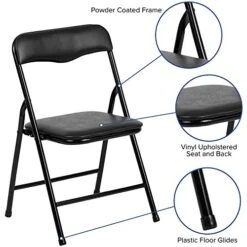 StarSun Depot Kids Black 3 Piece Folding Table And Chair Set 24" W X 24" D X 20.25" H Black -Safavieh Furniture 51PuLdAckuL