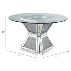 Acme Furniture Noralie Dining Table, Clear Glass, Mirrored & Faux Diamonds -Safavieh Furniture 51PyCX3nayL