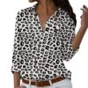 Womens Summer TopsPlus Size Blouse For Womens V Neck Tops Long Sleeve Tshirt With Buttons Floral Print T Shirt