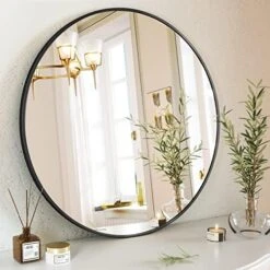 GLSLAND Circle Mirror, Gold Round Wall Mirror 24 Inch, Round Vanity Mirror For Bathrooms, Entryways, Living Rooms And Wall Decor -Safavieh Furniture 51Q4pGco9eL. AC