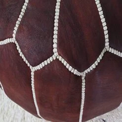 Moroccan Leather Pouf - Living Room Decor - Handmade Leather Pouffe - Luxury Dark Brown Pouf - Hassock & Ottoman Footstool - Royal Wedding Gift - Genuine Goatskin Leather - Ottoman Pouf - Unstuffed -Safavieh Furniture 51QA7FurI8L