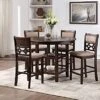 New Classic Furniture Mitchell 5-Piece Counter Set With 1 Table And 4 Chairs, Brown Cherry