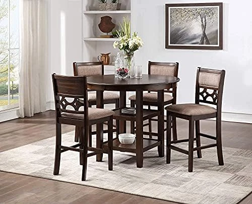 New Classic Furniture Mitchell 5-Piece Counter Set With 1 Table And 4 Chairs, Brown Cherry 4 New Classic Furniture Mitchell 5-Piece Counter Set With 1 Table And 4 Chairs, Brown Cherry - Image 4