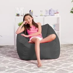 Posh Creations Structured Comfy Bean Bag Chair For Gaming, Reading And Watching TV, Coronado Chair, Nylon - Camo Blue And Light Blue -Safavieh Furniture 51QVnuxaJ7L. AC