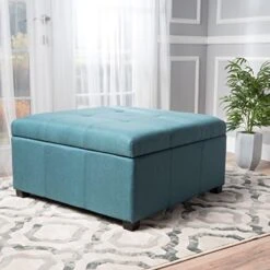 GDFStudio Christopher Knight Home Carlsbad Fabric Storage Ottoman, Dark Teal -Safavieh Furniture 51QekXcCiL. AC