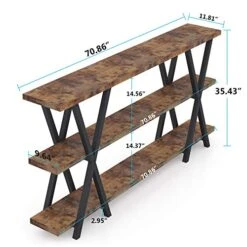 Tribesigns Sofa Table, 70.9 Inch 3 Tier Extra Long Console Table With Storage Shelves For Entryway Living Room, Rustic Brown Black 9 Tribesigns Sofa Table, 70.9 Inch 3 Tier Extra Long Console Table With Storage Shelves For Entryway Living Room, Rustic Brown Black -Safavieh Furniture 51QezA16ohL