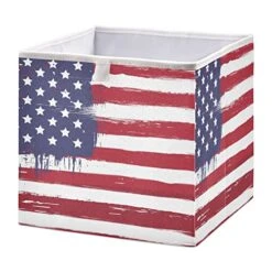 Usa Flag Painted Storage Bins Canvas Collapsible Box Chest Organizer For Edroom Closet Kid's Toys Laundry 11x11x11 Inch