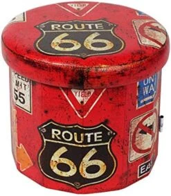 B FSOBEIIALEO Folding Storage Ottoman Round, Faux Leather Foot Rest Seat, Storage Organizer Toy Chest 15" (Route 66 Barrel) -Safavieh Furniture 51QjILcCwfL. AC