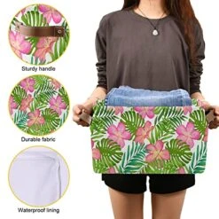 ALAZA Rectangular Foldable Storage Bin Floral Exotic Tropical Collapsible Waterproof Laundry Hamper Baby Nursery Basket Organizer With Handles For Closet Toys Gifts 1PCS -Safavieh Furniture 51QqiGQMxKL