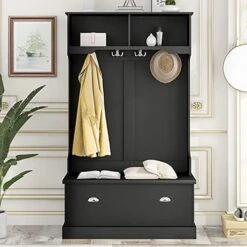 TABTAG Entryway Bench With Shoe Cabinet,Hall Tree With Bench And Coat Hooks,3-in-1 Design Storage Bench,Modern Coat Hanger For Livingroom,Hallway,Entrance,Maximum Weight Capacity Of 200lbs -Safavieh Furniture 51Quq85YmlL. AC