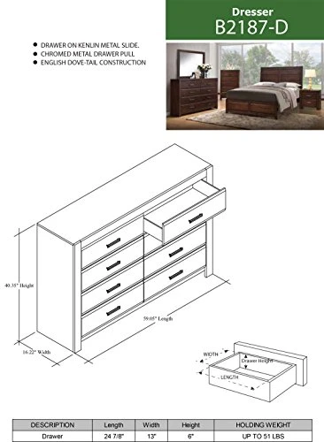 Aurora 6-Piece Walnut Wood King Size Bedroom Set. Bed, Dresser, Mirror, Chest, 2 Nightstands 3 Aurora 6-Piece Walnut Wood King Size Bedroom Set. Bed, Dresser, Mirror, Chest, 2 Nightstands - Image 3