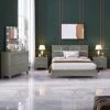 Bedroom Sets, 5 Pieces Bedroom Sets, Wood Bedroom Sets With Queen Platform Bed, Nightstand*2, Dresser & Mirror, Champagne Silver