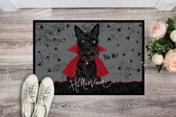 Caroline's Treasures VHA3037MAT Halloween Vampire Scottie Indoor Or Outdoor Mat 18x27, Front Door Mat Indoor Outdoor Rugs For Entryway, Non Slip Washable Doormat Low Door Clearance,