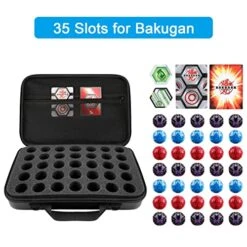Jucoci Toy Organizer Case Compatible With Bakugan Battle Planet, BakuCores, Armored Alliance, Geogan Rising, Storage Container Holder Fits For 35 Pieces, Shoulder Strap, Yellow. (Only Case)