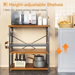 ODK Bakers Rack With Power Outlet, Microwave Stand With Storage 5-Tiers, Kitchen Rack Storage Shelf 16.5 * 23.6 * 59 Inches,Coffee Bar Microwave Rack,Rustic Brown 14 ODK Bakers Rack With Power Outlet, Microwave Stand With Storage 5-Tiers, Kitchen Rack Storage Shelf 16.5 * 23.6 * 59 Inches,Coffee Bar Microwave Rack,Rustic Brown -Safavieh Furniture 51R5Ag4m8fL