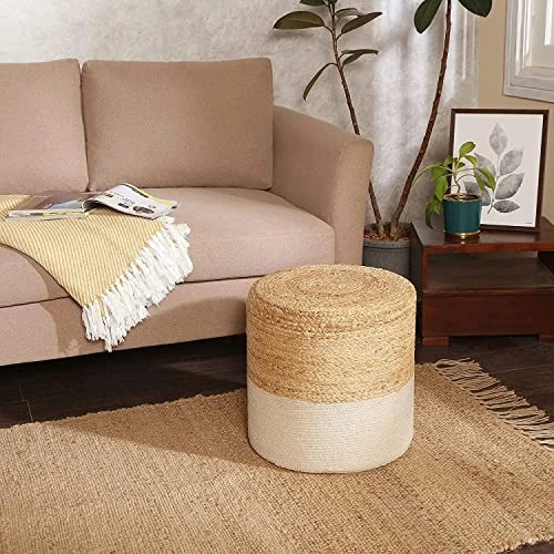 · REDEARTH · Cylindrical Pouf Foot Stool Ottoman -Jute Braided Accent Chair Footrest For The Living Room, Bedroom, Nursery, Patio, Lounge & Other Rooms In The Home (14.5”x14.5”x16”; Natural Ivory) 2 · REDEARTH · Cylindrical Pouf Foot Stool Ottoman -Jute Braided Accent Chair Footrest For The Living Room, Bedroom, Nursery, Patio, Lounge & Other Rooms In The Home (14.5”x14.5”x16”; Natural Ivory) - Image 2