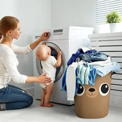 HoaMoya Collapsible Cartoon Bear Face Laundry Hamper Cute Animal Face Nursery Hamper Large Waterproof Clothes Toy Storage Basket Bin For Kids Boys Girls Bedroom Bathroom -Safavieh Furniture 51RHvHEYjXL