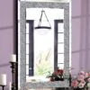 SHYFOY Crystal Mirrors For Wall Decor 35.4"X23.6" Decorative Wall Mirror Rectangle Silver Sparkly Crush Diamond Hanging Wall-Mounted Mirror For Living Room Stunning Home Décor Modern Glass Art