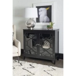 Betty Large Wood And Glass Cabinet In Black