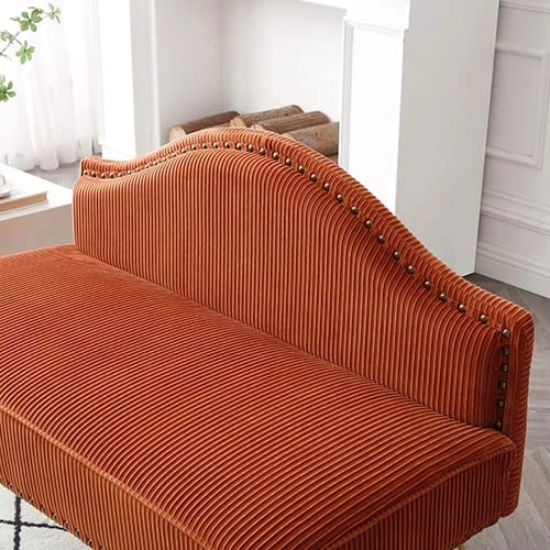 Homtique Velvet Loveseat & Accent Chair 3 Piece Set, Modern Upholstered Living Room Furniture Set, Armless Loveseat Settee With Gold Metal Legs, For Small Space, Bedroom, Apartment, Orange 4 Homtique Velvet Loveseat & Accent Chair 3 Piece Set, Modern Upholstered Living Room Furniture Set, Armless Loveseat Settee With Gold Metal Legs, For Small Space, Bedroom, Apartment, Orange - Image 4