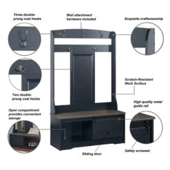 Sanit Birch Hawksbury Transitional Black Hall Tree & Shoe Bench -Safavieh Furniture 51Rcql6AnHL