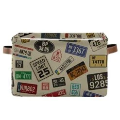 Retro Car Number Plates Large Storage Basket Collapsible Storage Bin Organizer Cube Laundry Hamper For Clothes Bedroom Nursery Toys Shelf College Dorm -Safavieh Furniture 51RjWQ0uWrL