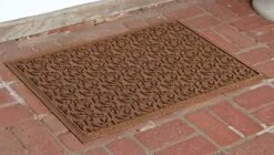Bungalow Flooring Waterhog Door Mat, 3' X 5' Made In USA, Durable And Decorative Floor Covering, Skid Resistant, Indoor/Outdoor, Water-Trapping, Dogwood Leaf Collection, Dark Brown -Safavieh Furniture 51RkKqBR6PL. AC