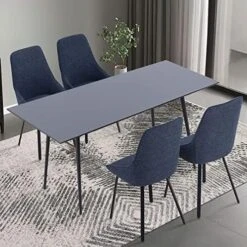 WILLIAMSPACE 70" Dining Table With Sintered Stone Top And Metal Legs, Modern Slate Dining Table For Living Room, Dining Room, Home And Office (White) -Safavieh Furniture 51RrmZcOmdL. AC