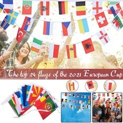 MatureGirl Flag European String Cup Flags Pennant Banner Championship 24 String European Decoration & Hangs Pan Christmas Ornament (Multicolor, One Size) -Safavieh Furniture 51Rw2sUxgkS